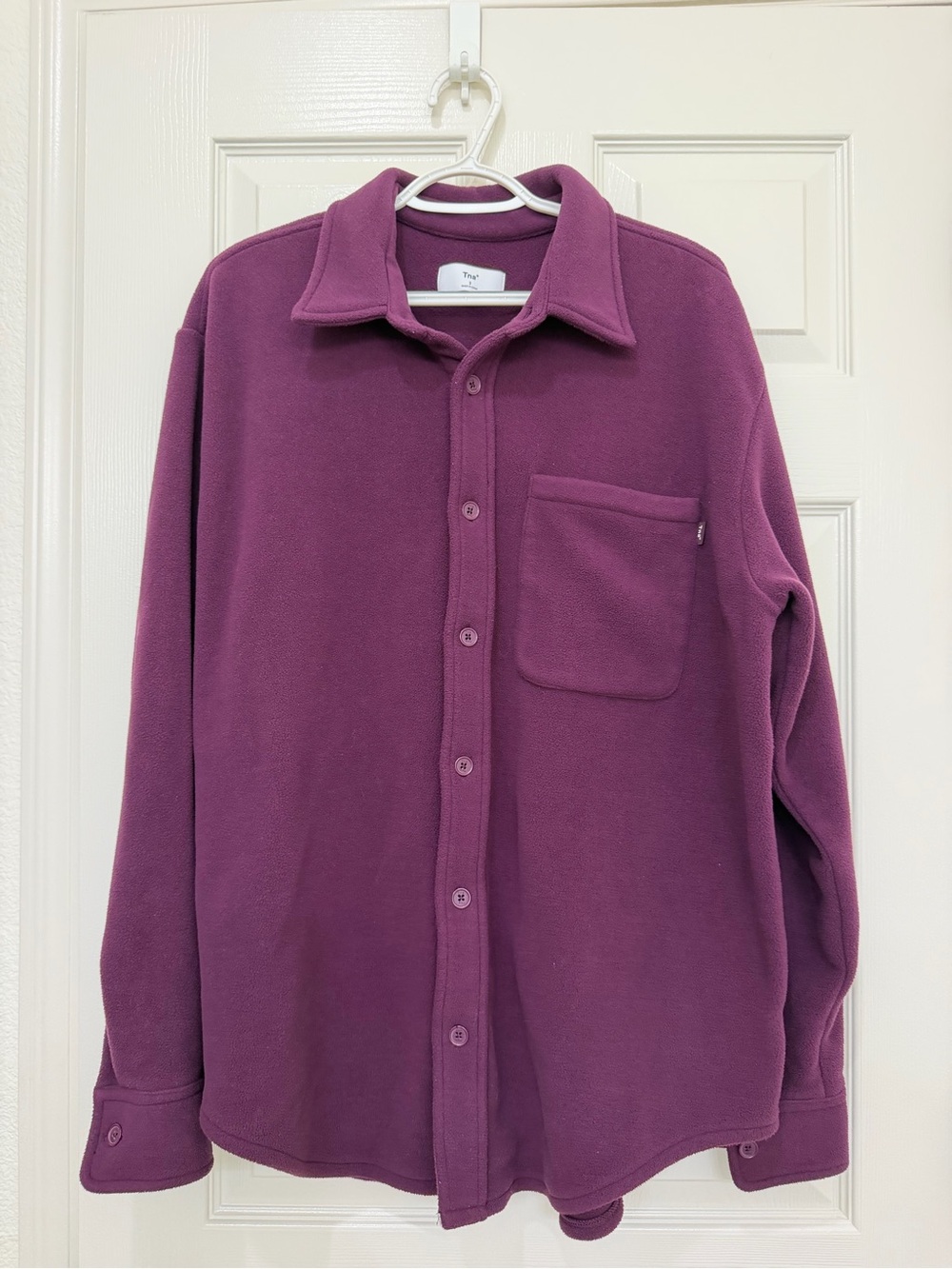 TNA Plum Purple Fleece Button-Down Shirt